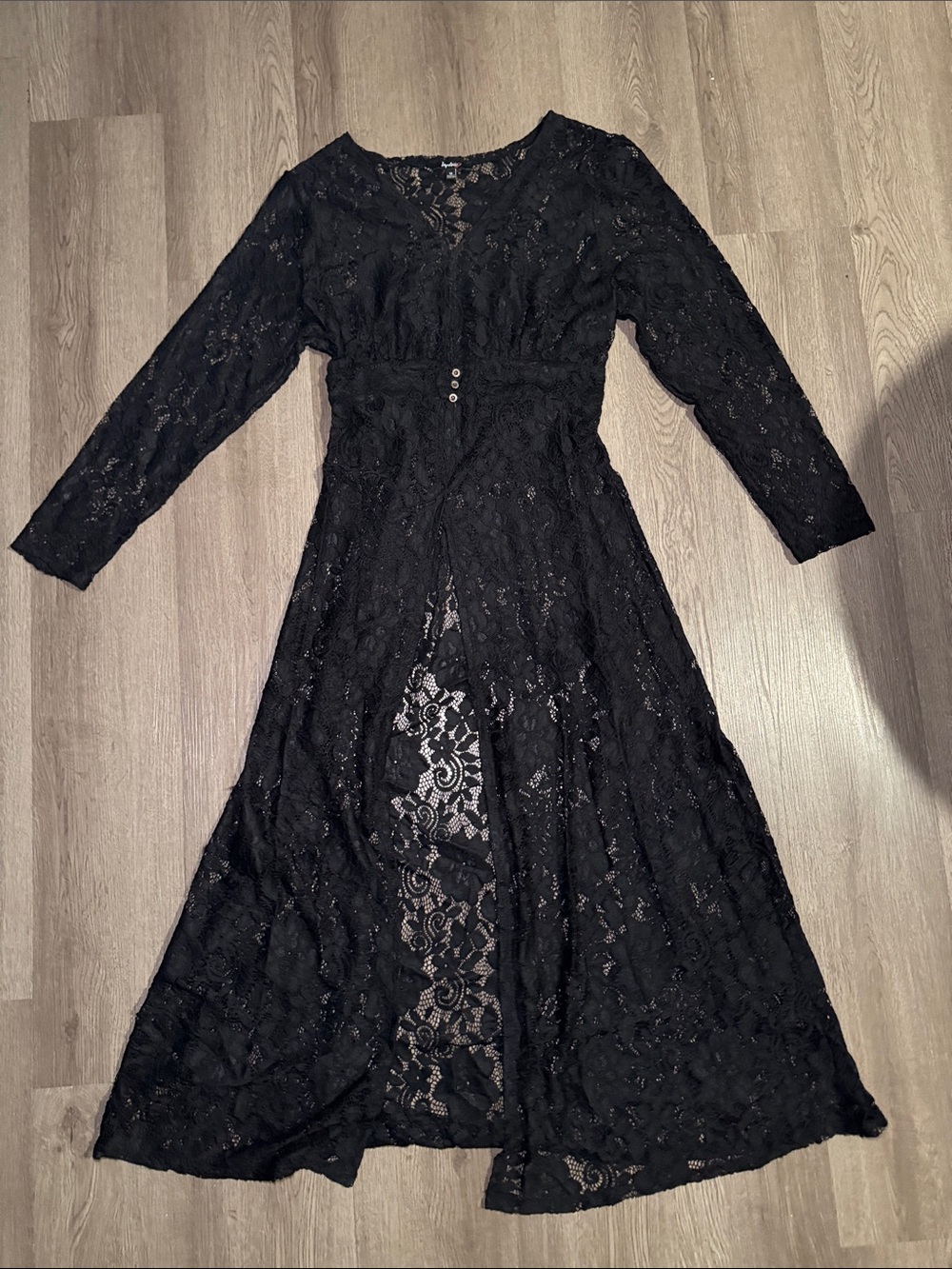 Black Lace Long Sleeve Lace Overlay